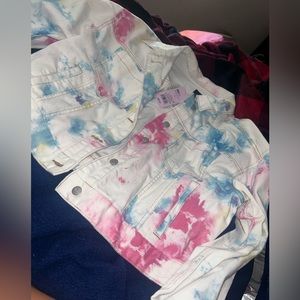 White Rainbow Cropped Denim Jacket